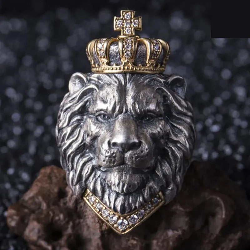 Crown Lion Rock Punk Ring Hiphop Exquisite Jewelry Rings for Men Women Gothic Ring Retro Accessories Fashion Boy Adjustable Size