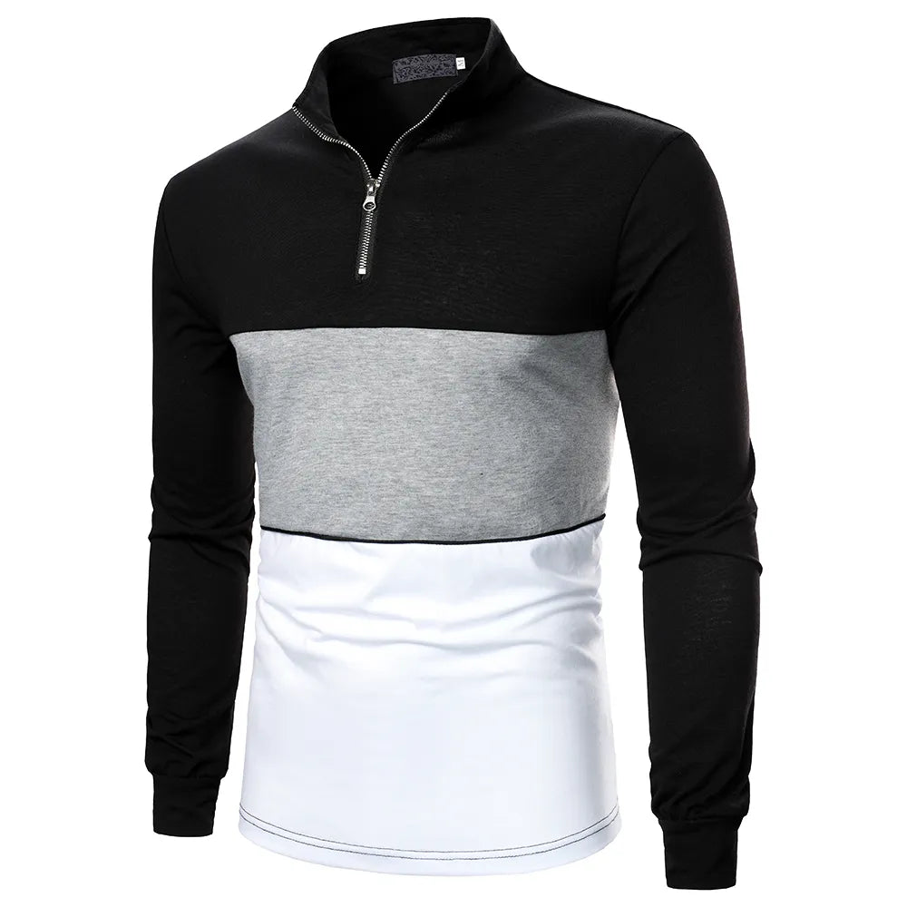 Autumn Men Long Sleeve T-shirt Three Colors Stitching Tops matching street casual fashion T-shirt