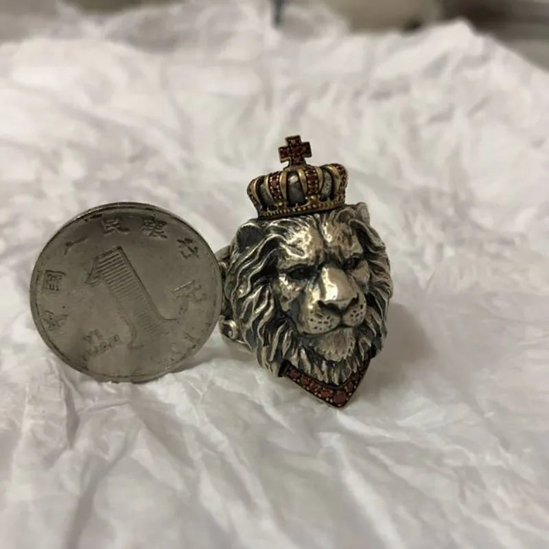 Crown Lion Rock Punk Ring Hiphop Exquisite Jewelry Rings for Men Women Gothic Ring Retro Accessories Fashion Boy Adjustable Size