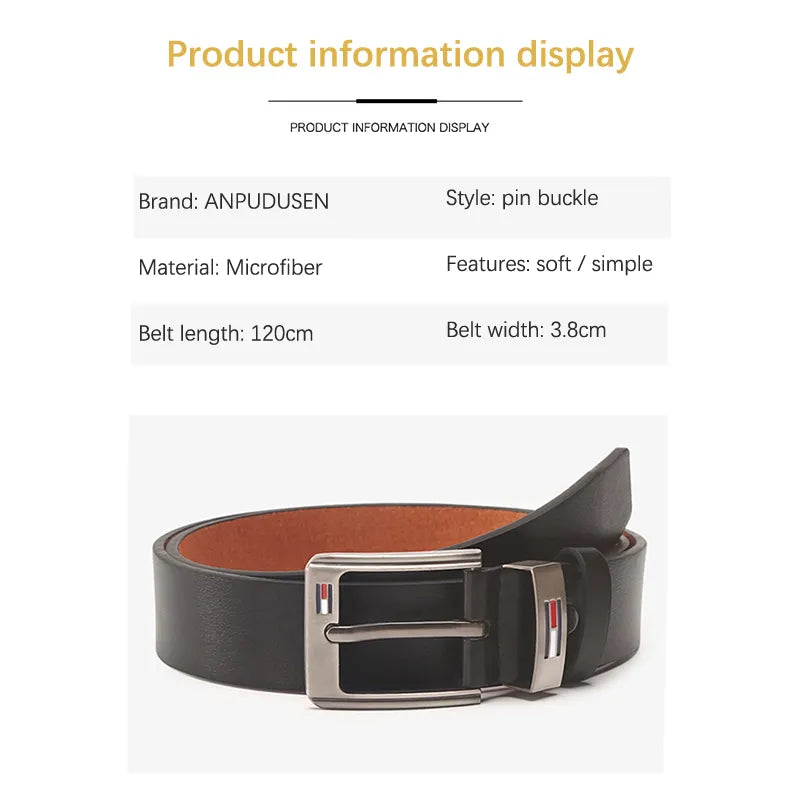 High Quality Men Belt Alloy Square Buckle Male PU Leather Belt Men Male Strap  Pin Buckle Fancy Vintage Jeans Waistband Strap