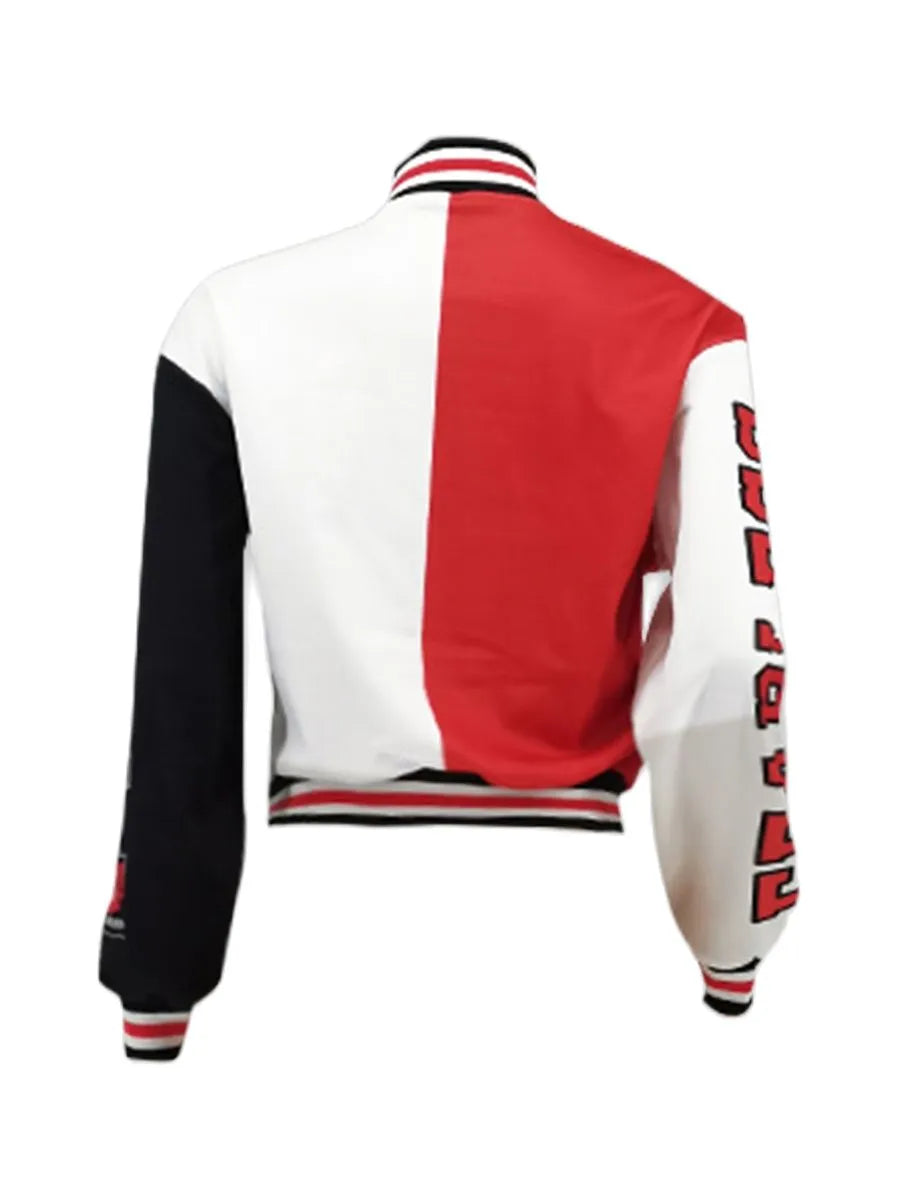 LW Baseball Collar Letter Print Varsity Jacket Appliques Casual Patchwork Button Up Color-block Autumn Winter Women Girl Outwear