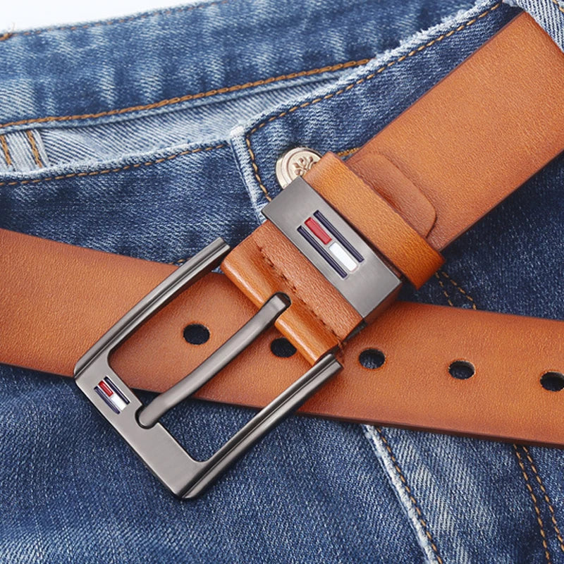 High Quality Men Belt Alloy Square Buckle Male PU Leather Belt Men Male Strap  Pin Buckle Fancy Vintage Jeans Waistband Strap