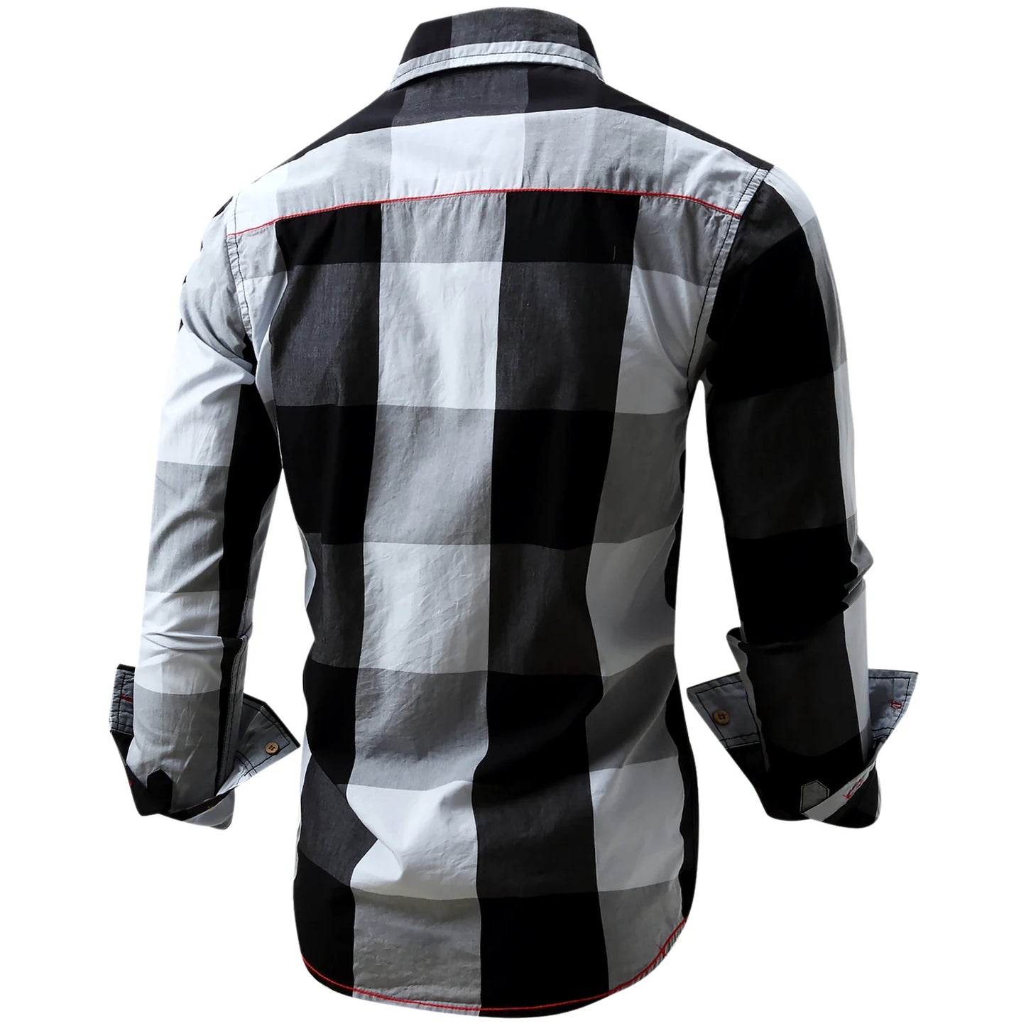 2023 New Fashion 100% Cotton Men Plaid Shirt Long Sleeve Button Down Casual Business Slim Fit Social Dress Shirts Tops for Men